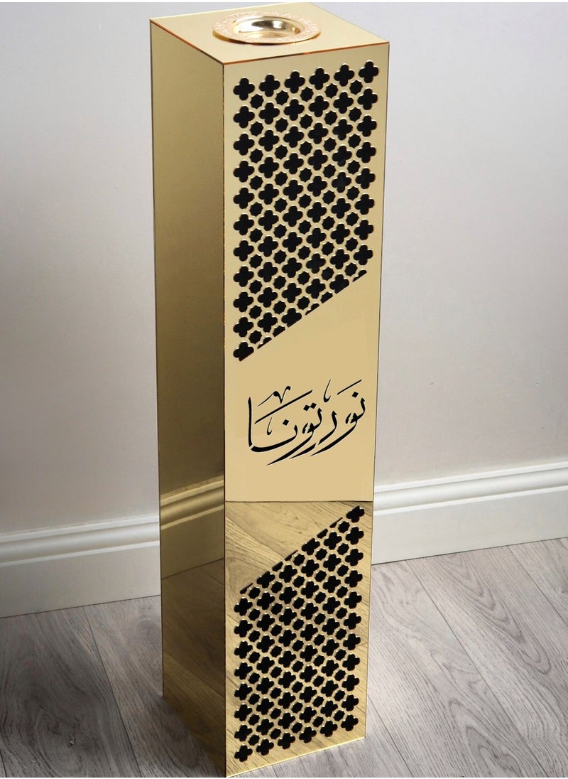 حكاية شمعة مبخره و مدخنه الضيافه الذهبيه تحمل عبارة نورتونا مصنوعة من الأكريليك الفاخر 