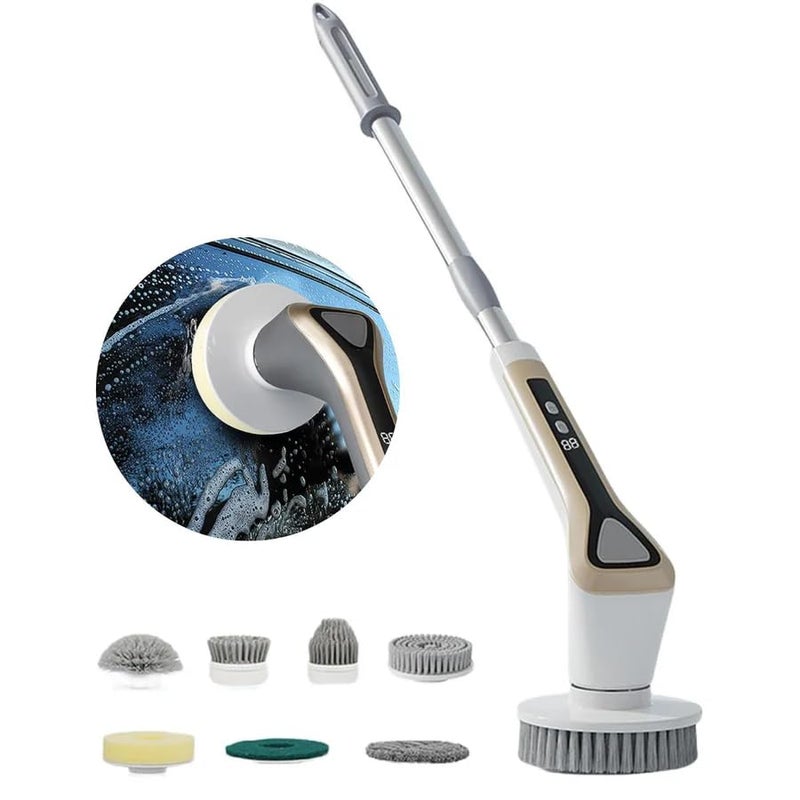 ZETTRAP Electric 7 in 1 Spin Scrubber Extendable Cordless Scrubber with 7 Types of Replaceable Brush Heads,Adjustable Speeds Rechargeable Cleaning Brush for Cleaning Bathroom Tub Tile Floor Kitchen - Image 1
