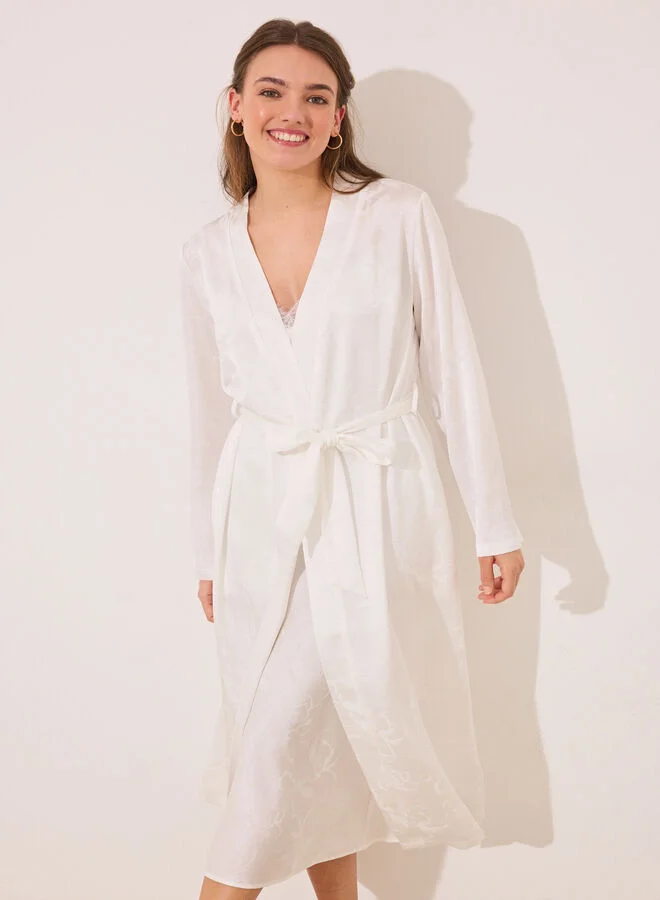 women'secret White long satin robe