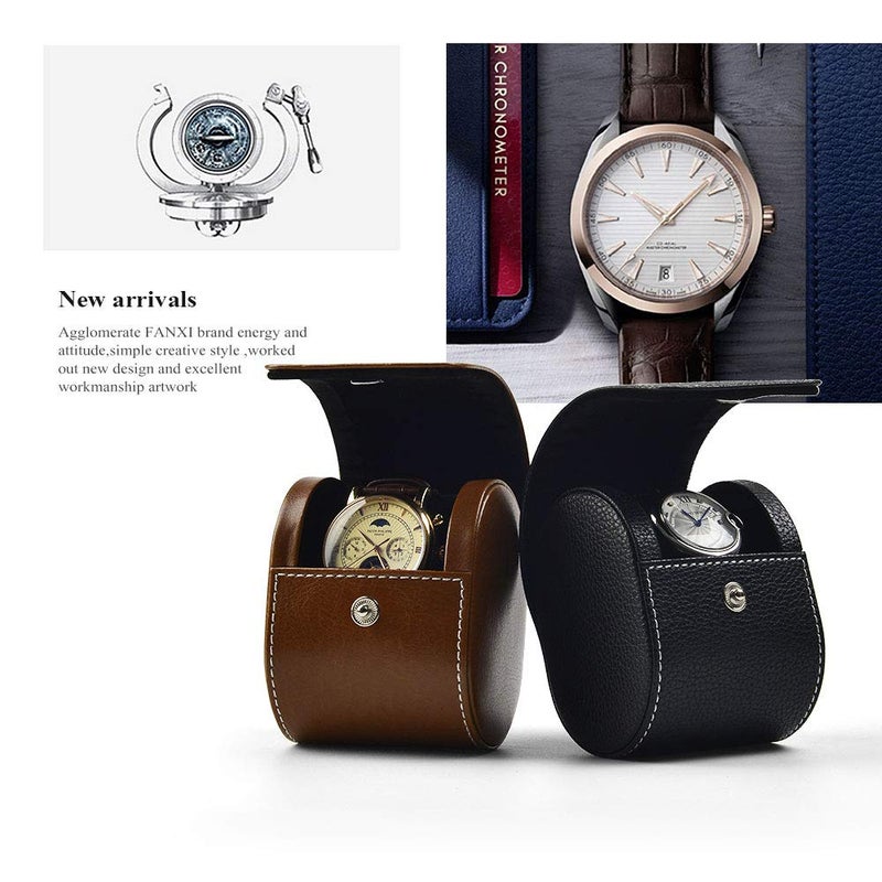 Oirlv Luxury Leather Watch Storage Box Travel Single Watch Case Jewelry Gift Box for Christmas Anniversary Birthday(Black) - Image 4