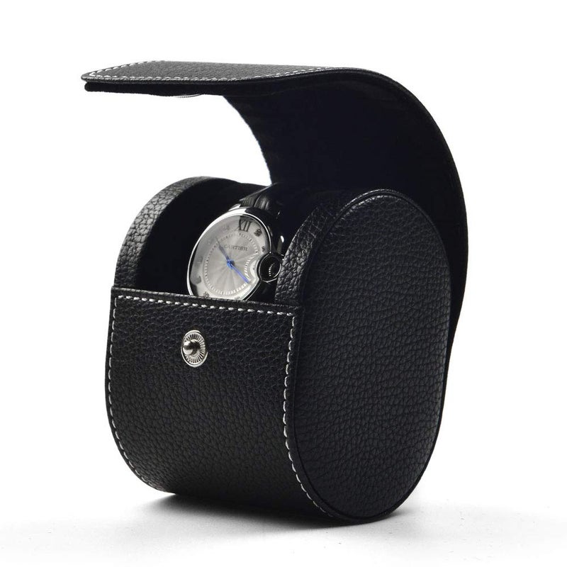 Oirlv Luxury Leather Watch Storage Box Travel Single Watch Case Jewelry Gift Box for Christmas Anniversary Birthday(Black) - Image 2