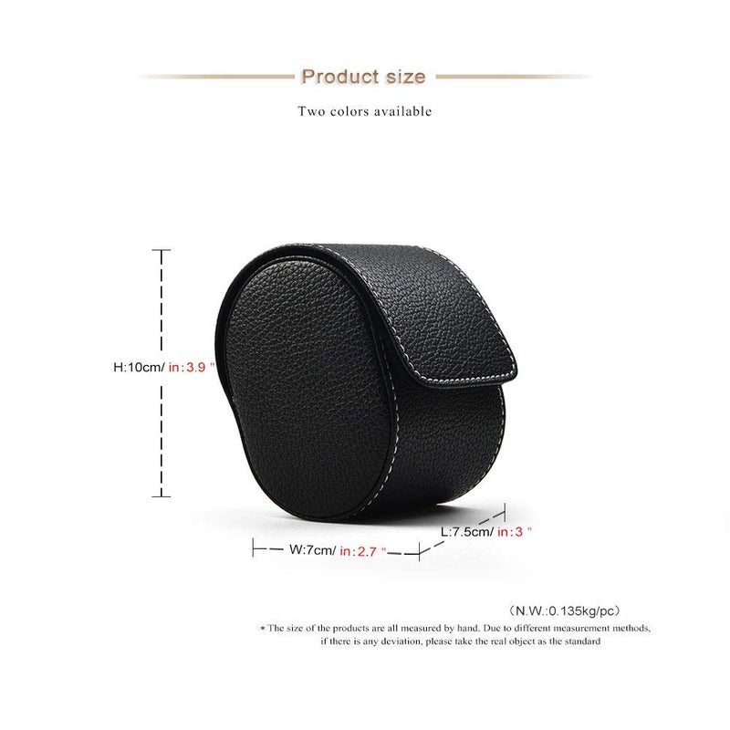 Oirlv Luxury Leather Watch Storage Box Travel Single Watch Case Jewelry Gift Box for Christmas Anniversary Birthday(Black) - Image 3