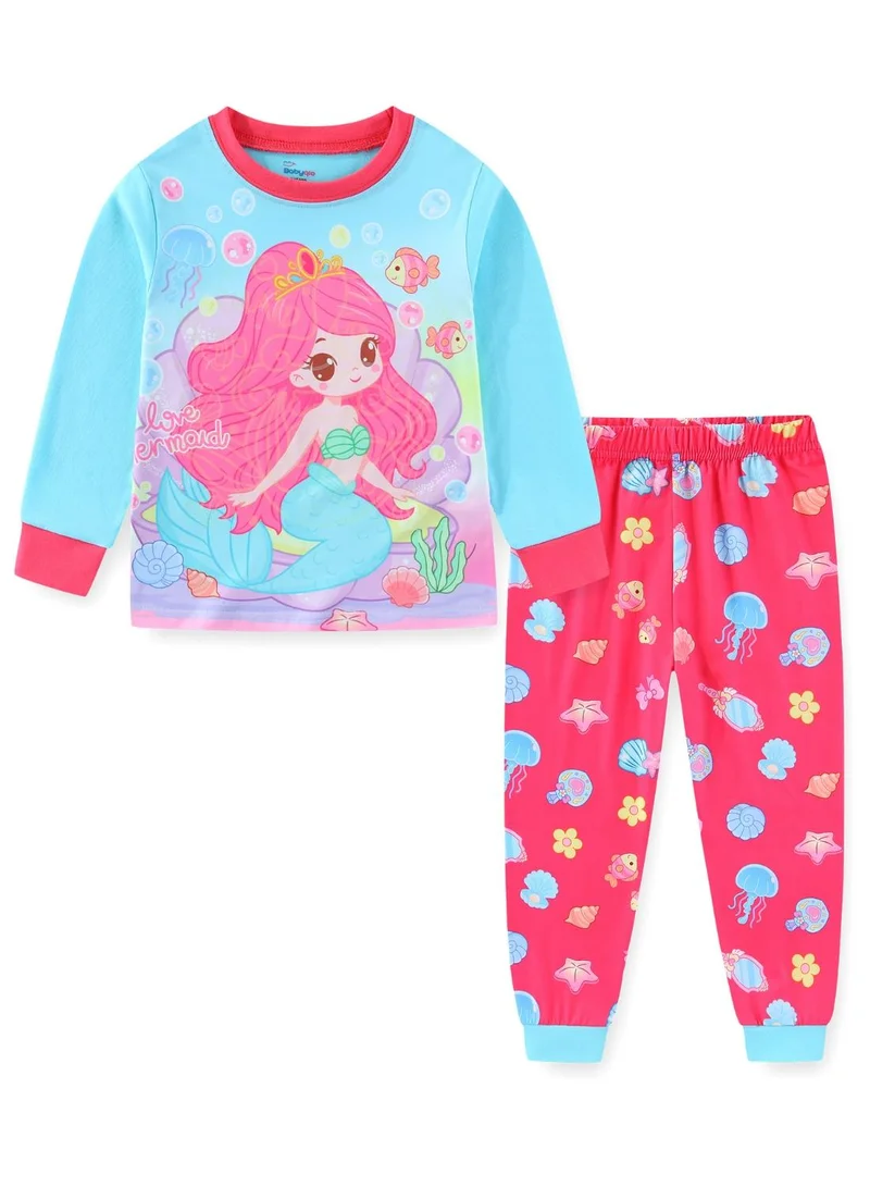 babyqlo Glow Mermaid Fantasy Girls Cotton Pajama Night Set
