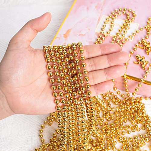 ZZYFGH 12Pcs Gold Bead Necklace, 33'' 7mm Christmas Bead Necklaces, Mardi Gras Xmas Beaded Necklace Costume, Festival Parade Throw Accessories for Mardi Gras Party Christmas New Year Eve Festive Events, Party Favors - Image 3
