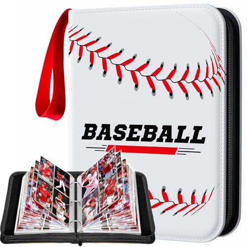 efunny Baseball Card Binder 4 Pocket Gifts for Boys Girls Waterproof 400 Pockets Card Holder Album with 50 Removable Sleeves for Trading Card Binder Display Storage Carrying Case for Baseball Cards - Image 1