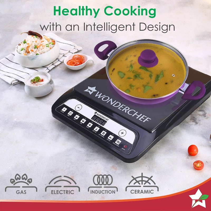 Wonderchef Royal Velvet NonStick 26cm Kadhai with Lid and Handles Glass Lid Induction Ready SoftTouch Handles Non Toxic I Virgin Aluminium 3 mm Thick 2 Year Warranty Purple - Image 4