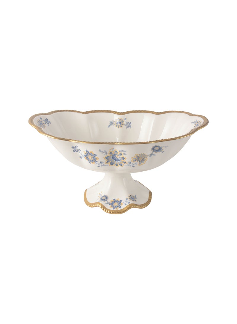 Life Smile LIFE SMILE Serving Bowl With Gold Stand  - Bone China Fruit Basket For Fruit ,Snack Nuts ,Cake ,Dessert Storage - Image 1
