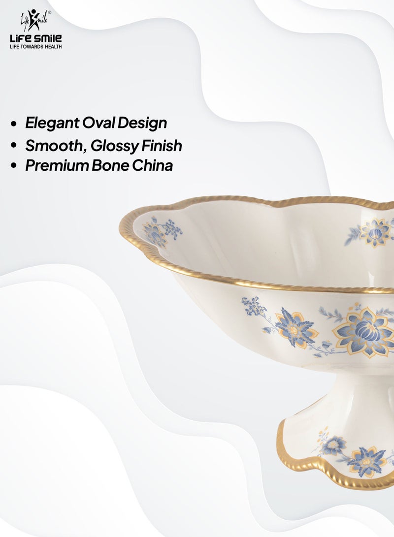 Life Smile LIFE SMILE Serving Bowl With Gold Stand  - Bone China Fruit Basket For Fruit ,Snack Nuts ,Cake ,Dessert Storage - Image 4