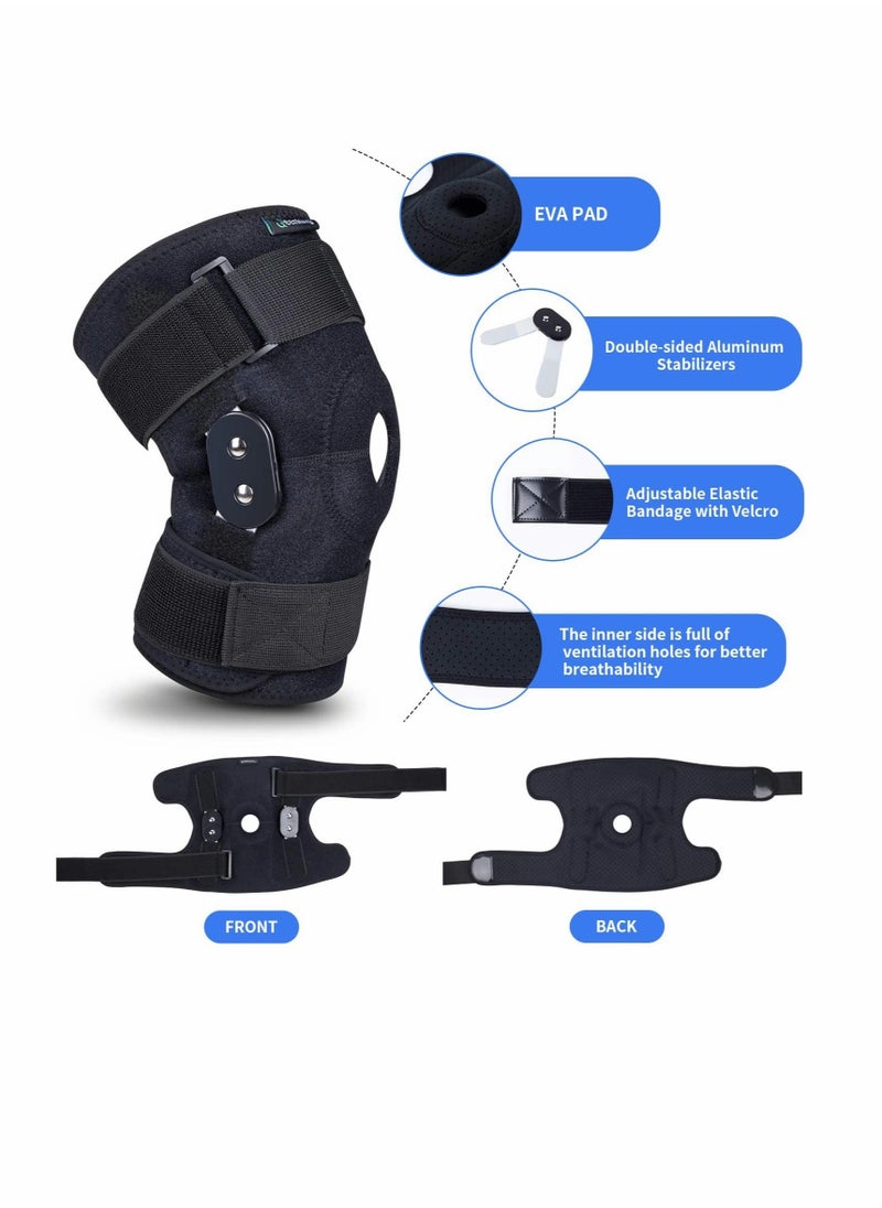 Captaintech Adjustable Hinged Knee Brace for Men and Women with Side Stabilizers Open Patella Design for Arthritis Pain Relief and Injury Recovery  - Image 2