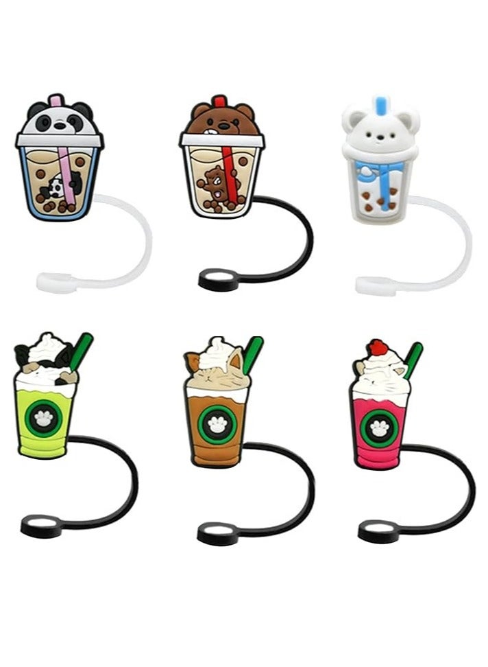 Mmmon 6PCS Straw Covers Cap,Silicone Straw Tips Cover for Tumblers,Dust-Proof Drinking Straw Reusable Straw Toppers for 7 To 8mm Straws - Image 1
