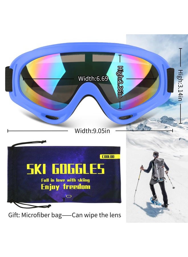 COOLOO Ski Goggles, 2 Pack Snow Goggles Snowboard Goggles for Men Women Kids - UV Protection Foam Anti-Scratch Dustproof - Image 3