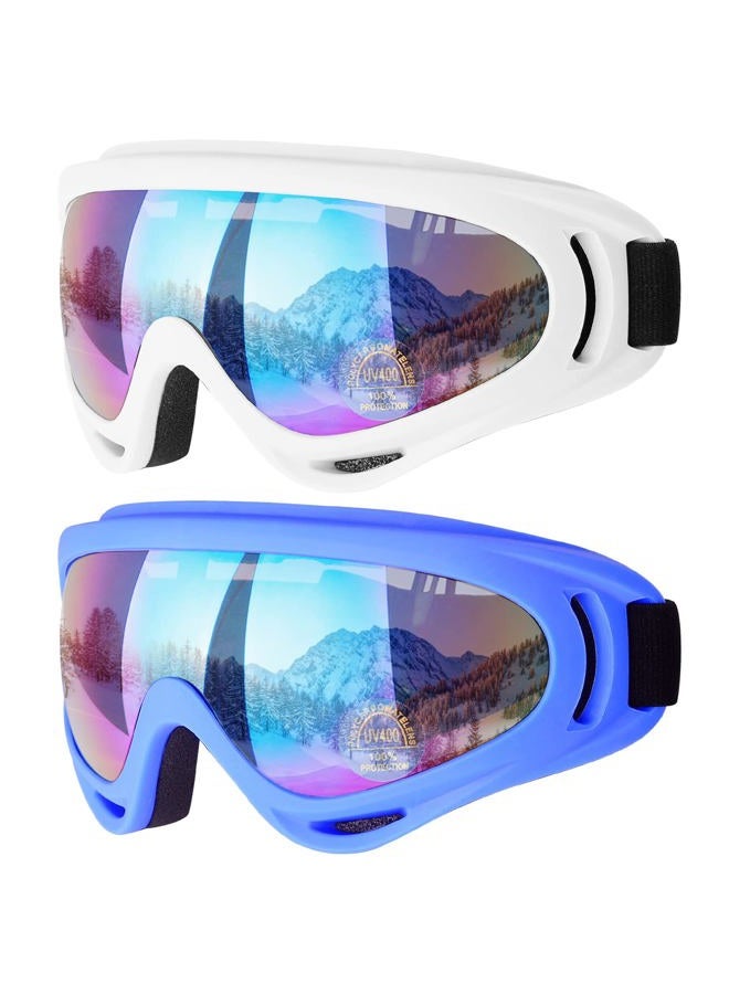 COOLOO Ski Goggles, 2 Pack Snow Goggles Snowboard Goggles for Men Women Kids - UV Protection Foam Anti-Scratch Dustproof - Image 1