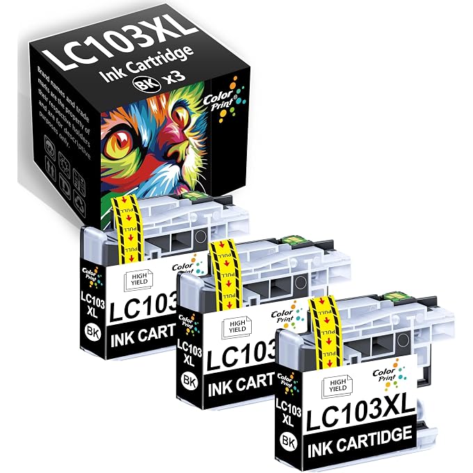 خرطوشة حبر LC103 متوافقة لاستبدال LC103BK XL LC103XL LC101 المستخدمة في MFC-J870DW MFC-J470DW MFC-J4310DW MFC-J4410DW MFC J6920DW J475DW (3xBlack و3 عبوة)