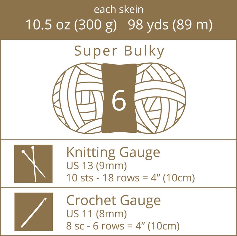 Crafted by Catherine Luxe Velvet Solid Yarn - 2 Pack (300 g / 10.5 oz, 98 Yards Each Skein), Olive, Gauge 6 Super Bulky - Image 4
