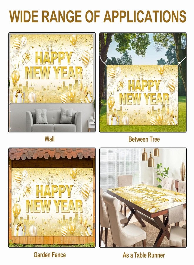 HOWAF Happy New Year Banner, White Gold Happy New Year Decorations NYE 2026 Backdrop New Years Eve Party Supplies Photo Background Banner for NYE Party Decorations - Image 5