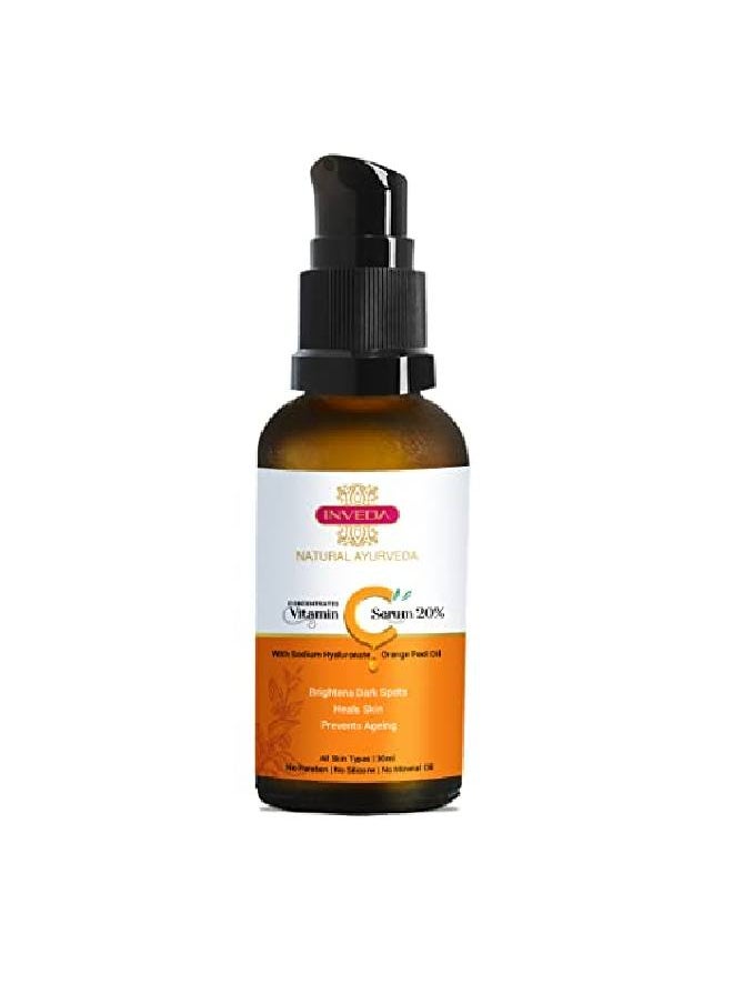 Inveda Concentrated Vitamin C Serum 20% Removes Dark Spots Gives Even Tone Bright & Tight Skin with Orange Peel Oil for Hydrated Youthful Glow 30ml  - Image 1
