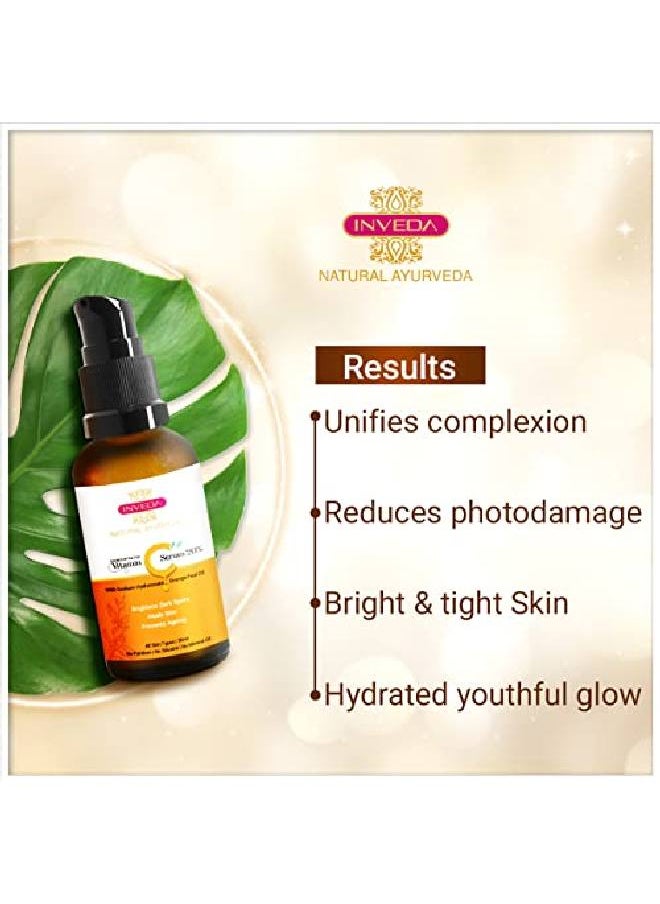 Inveda Concentrated Vitamin C Serum 20% Removes Dark Spots Gives Even Tone Bright & Tight Skin with Orange Peel Oil for Hydrated Youthful Glow 30ml  - Image 4