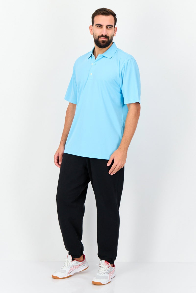 Greg Norman Men Sportswear Fit Short Sleeve Golf Polo Shirt, Sky Blue  - Image 2