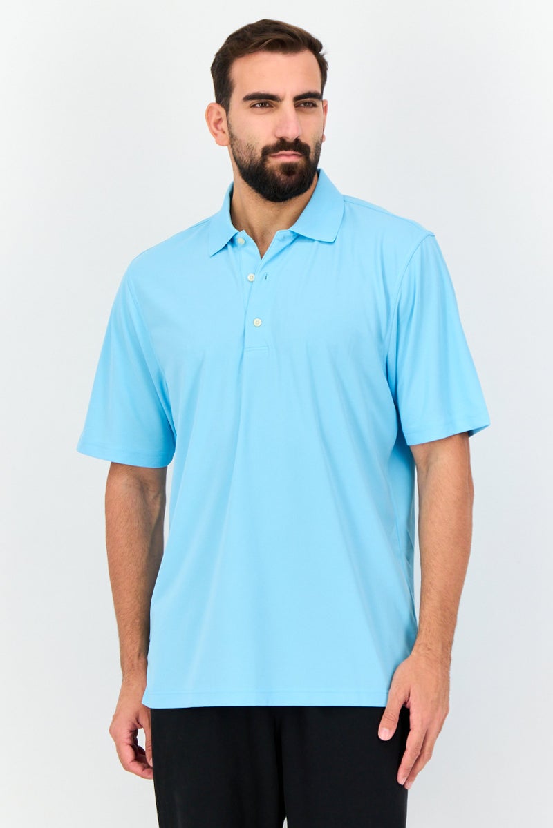 Greg Norman Men Sportswear Fit Short Sleeve Golf Polo Shirt, Sky Blue  - Image 1
