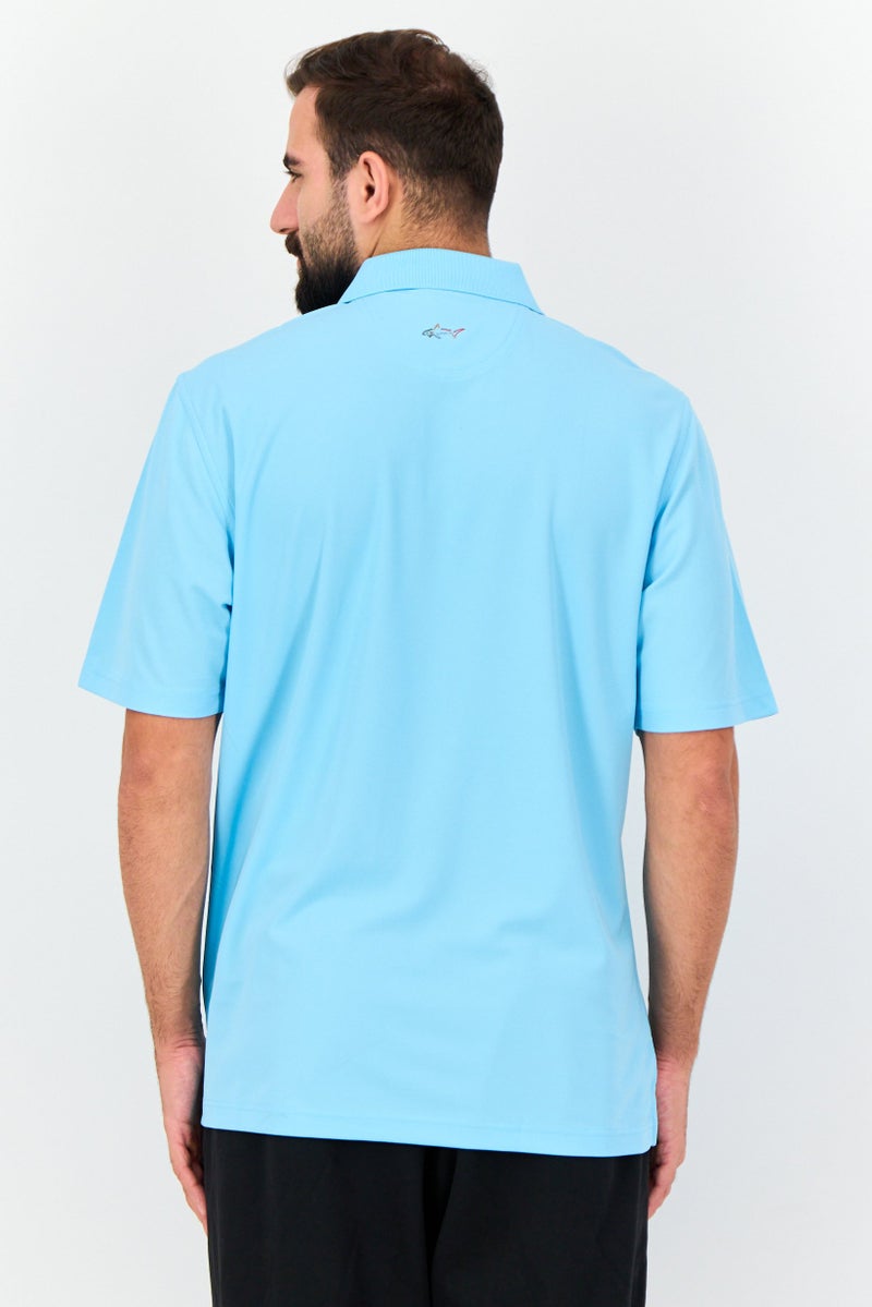 Greg Norman Men Sportswear Fit Short Sleeve Golf Polo Shirt, Sky Blue  - Image 3