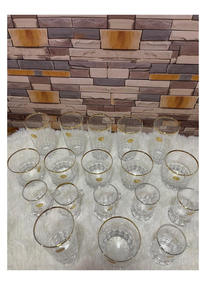 Glass Cups Set Of 18 Pieces - Imported
