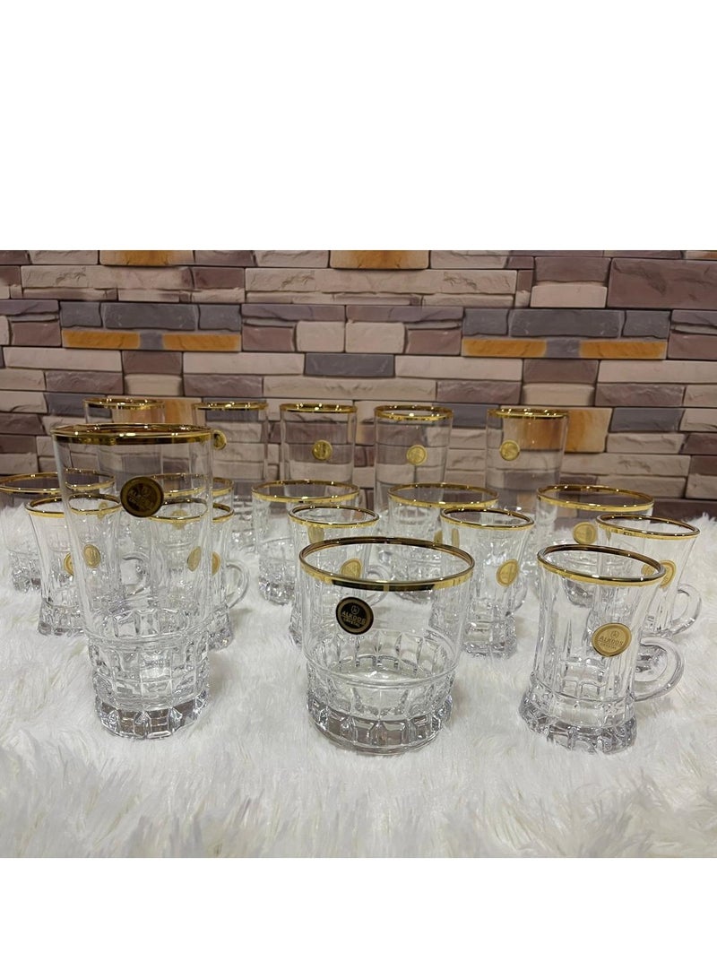 Glass Cups Set Of 18 Pieces - Imported