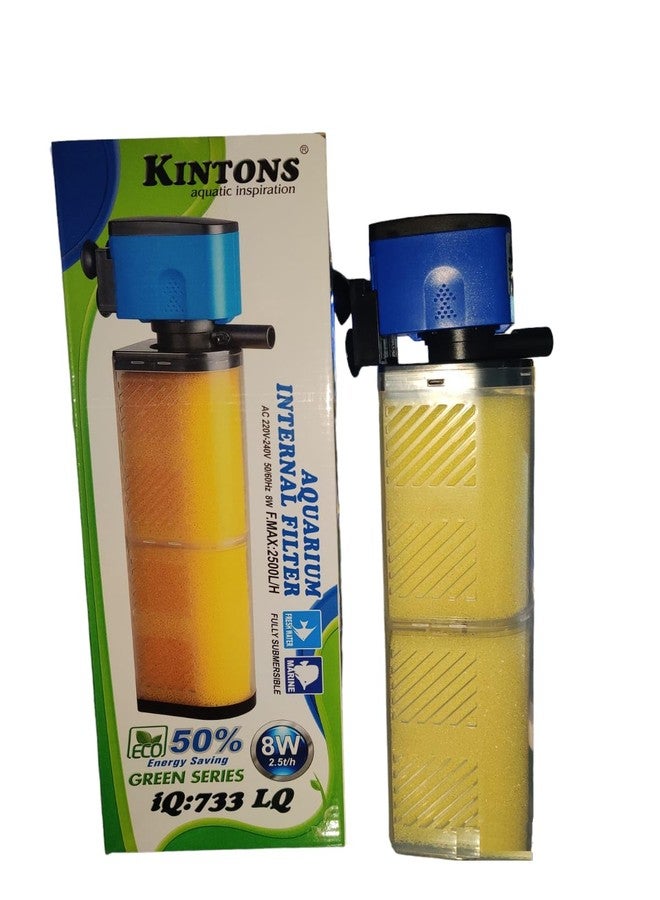 Kintons 50% Energy Saving Aquarium Internal Filter Submersible Filter for Freshwater & Marine Aquarium 8w 2500l/h- IQ-733LQ - Image 1