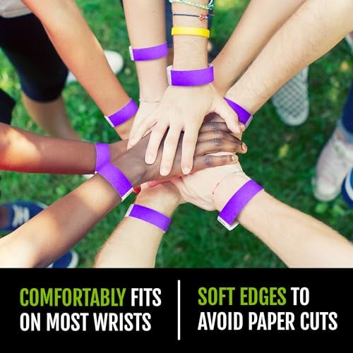 Wristco 100 WristCo Purple Tyvek Wristbands for Events - Comfortable Tear Resistant Paper Bracelets ID Wrist Bands for Concerts Festivals Admission Party Identification - Image 5