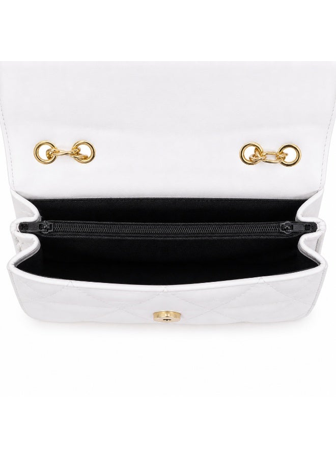 Women's padded shoulder bag with a stylish crossbody design – luxurious leather with a gold chain and metal clasp - Image 4