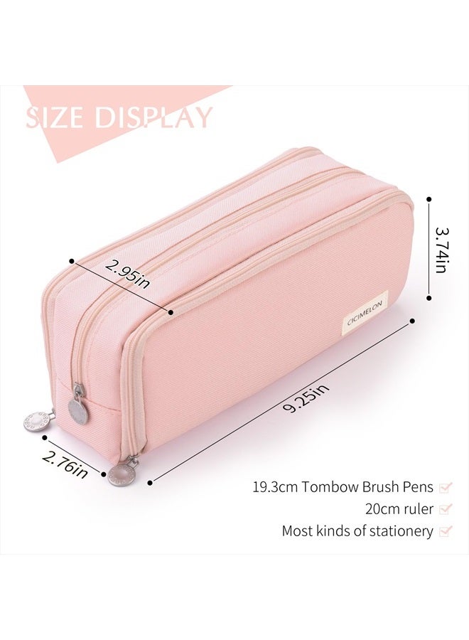 CICIMELON Large Capacity Pencil Case 3 Compartment Pouch Pen Bag for School Teen Girl Boy Men Women (Pink) - Image 5