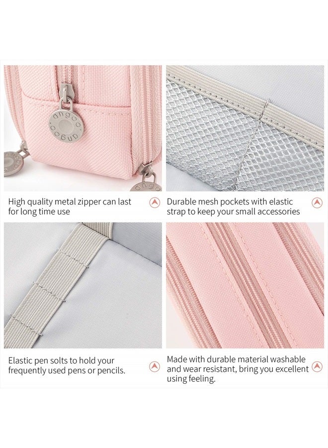 CICIMELON Large Capacity Pencil Case 3 Compartment Pouch Pen Bag for School Teen Girl Boy Men Women (Pink) - Image 3