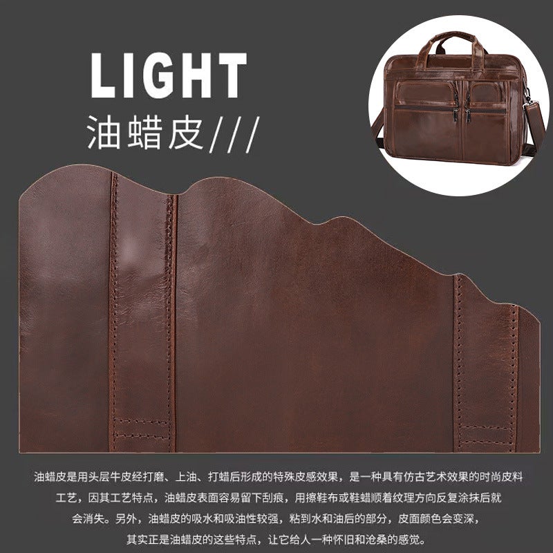 Vintage Genuine Leather Briefcase – 15.6 Inch Business Handbag for Men - Image 5