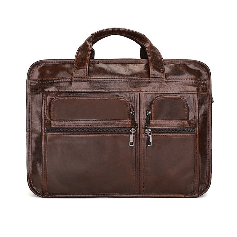 Vintage Genuine Leather Briefcase – 15.6 Inch Business Handbag for Men - Image 1