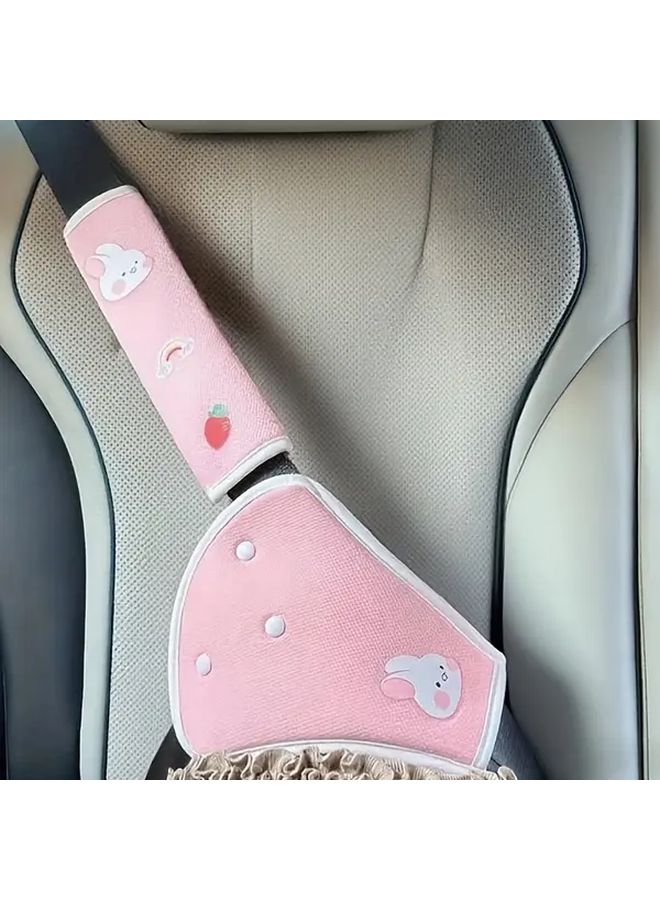 A 1 2 Set Cartoon Baby Car Seat Belt Protector For Neck And Belly Pink Bunny - Image 3