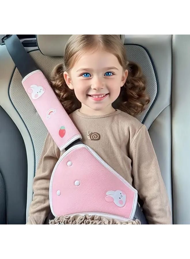 A 1 2 Set Cartoon Baby Car Seat Belt Protector For Neck And Belly Pink Bunny - Image 1