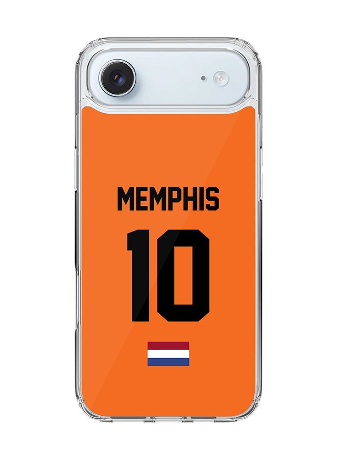 Stylizedd Classic Clear MagSafe Case for iPhone 17 Air , Hybrid Soft Case Flexible Edges Anti Drop TPU PC Gel Thin Transparent Cover [ Designed for iPhone 17 Air ] - Football Team - Netherlands, Player Name - Memphis
