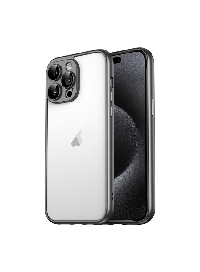 erorex Case For iPhone 15 Pro Max Macaron PC Phone Pure Border Frame with Lens Glass Film - Image 1