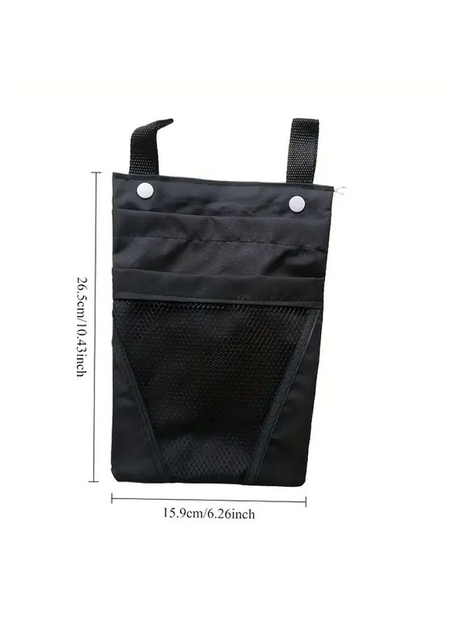Colored Checkerboard Canvas Bike Front Basket Bag With Zipper Pockets Phone Holder - Image 2
