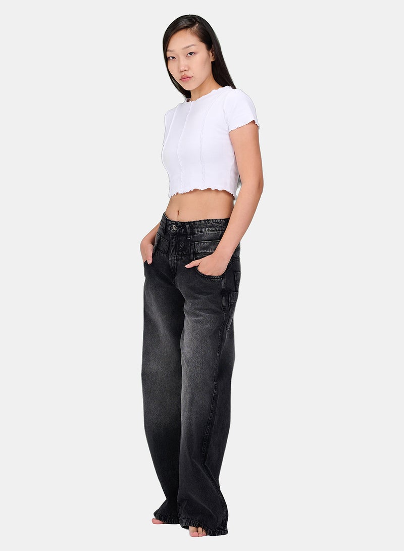 TGS Dark Grey Double Everything Wide Leg Women Jeans - Image 1