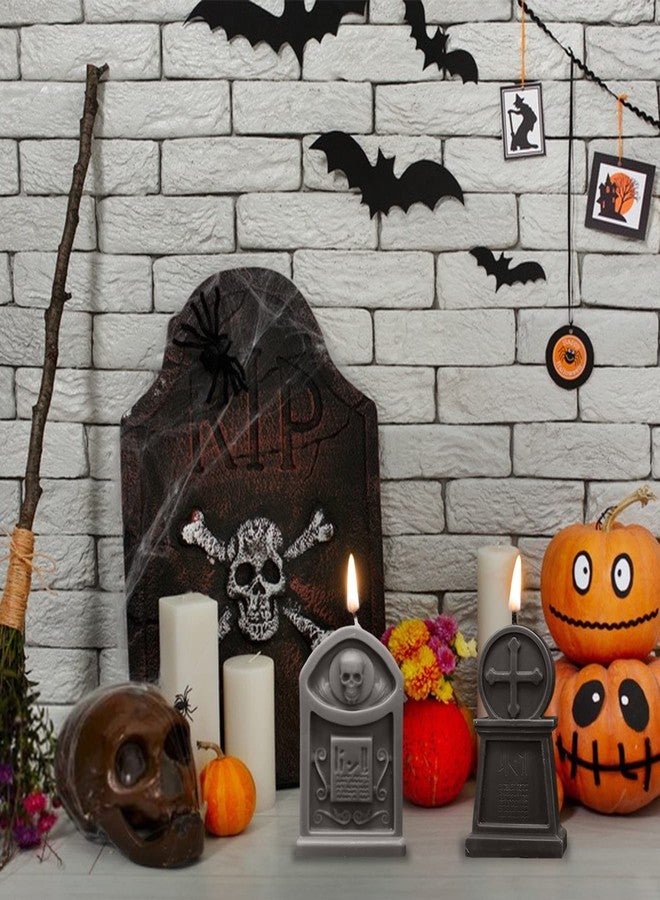 ZAKVOOR 2 Pcs Tombstone Candle Mold Halloween Resin Casting Silicone Mold for DIY Aromatherapy Candles Wax Plaster Polymer Clay Decoration - Image 5