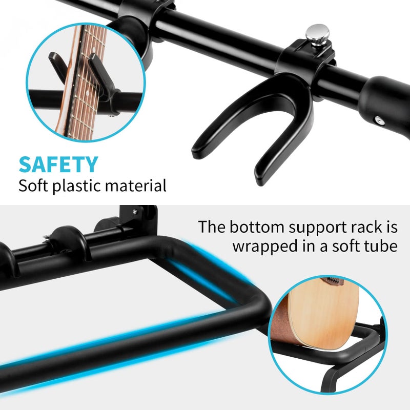 GUITTO Multi Guitar Rack Stand Foldable Universal Display Rack Portable Guitar Holder for Band Stage Bass Acoustic Guitar -5 Holder GGS-07 - Image 4