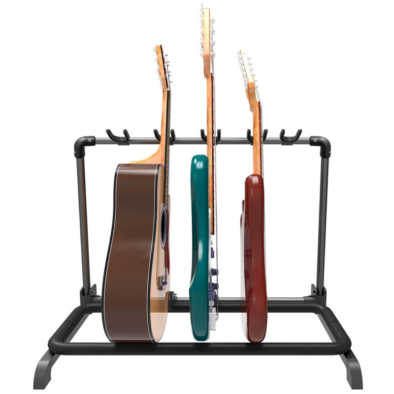 GUITTO Multi Guitar Rack Stand Foldable Universal Display Rack Portable Guitar Holder for Band Stage Bass Acoustic Guitar -5 Holder GGS-07 - Image 1