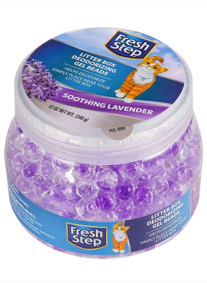 Fresh Step - Litter Box Deodorizing Gel Beads in Soothing Lavender Scent | Deodorizing Gel Beads Air Freshener for Pet Smells from Litter Box | 12 oz Pet Odor Eliminating Gel Beads to Freshen Air - Image 1