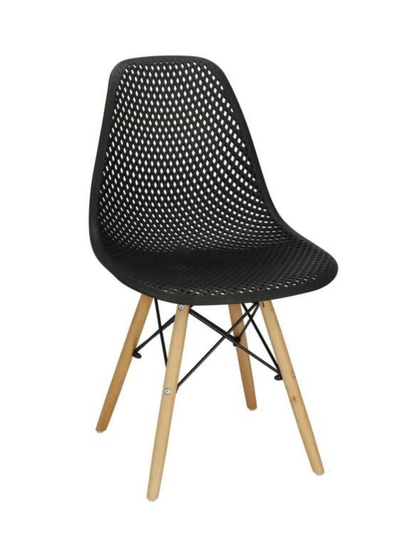 Generic Modern and stylish plastic dining chair with natural wooden legs, perfect for the kitchen, dining room, bedroom, or living room. 
