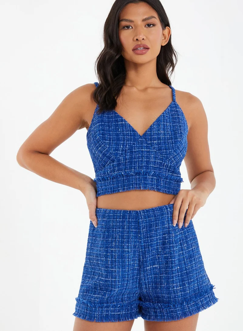 QUIZ Checked High Waist Shorts