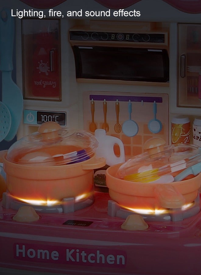 Kitchen Playset, Kitchen Pretend Play Toy Set, Rich Realistic Details Include Steam,Light,Water,Sound, Separable Design Kids Pretend Kitchen Toys, Role Play Cookware Indoor DIY Toy Set, 31pcs Accessories Toys Sets With Spray And Light for Boys, Girls, Kids, Children, Pink - Image 5