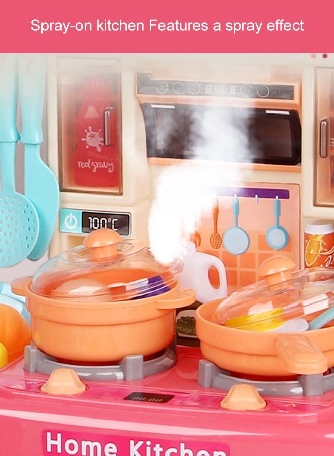 Kitchen Playset for Kids Rich Realistic Details Include Steam Light Water Sound 31pcs Pretend Play Toy Set Role Play Cookware Kids Kitchen Toy Set Play Sink Kitchen Accessories Toys for Toddler Kids Boys Girls - Image 5