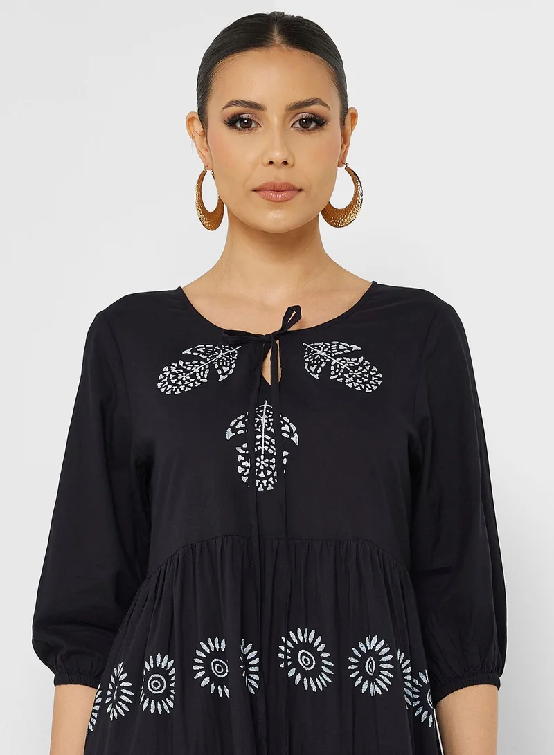 ARABIAN CLOSET Printed Drawstring Jalabiya