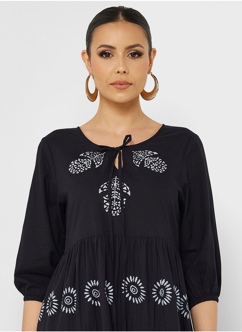 ARABIAN CLOSET - Printed Drawstring Jalabiya - Image 1