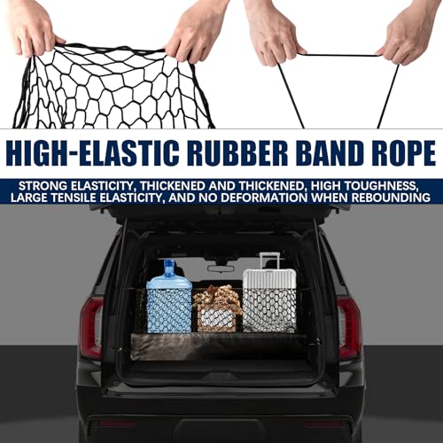 MWMNUN Trunk Car Tailgate Netting Compatible with Chevrolet Chevy Tahoe, GMC Yukon SLE SLT AT4 Denali New 2015-2025 Envelope Style Cargo Net(L Code) - Image 3
